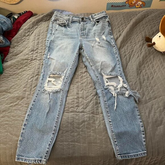 Windsor Women's Blue and White Jeans - Picture 1 of 5